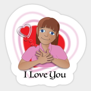 I Love You! (Autism AAC T-shirt) Sticker